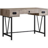 48" Computer Desk in Taupe Wood Grain & Black Metal